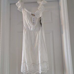 Moon Collection: Off-White Cap Sleeve, Short Semi-flare party dress